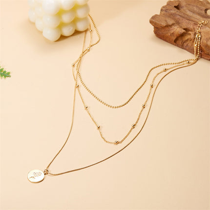 Women's Gold-Tone Multi-Layer Necklace with Circle Details