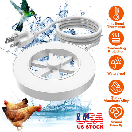 70W Bird Bath Heater for Outdoors Winter – Thermostatically Controlled Bird Bath De-icer – Waterproof Aluminum Alloy Water Heater with Auto Shut-off