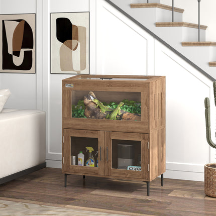 30 Gallon Reptile Terrarium – Glass Habitat Tank for Lizards, Snakes & Amphibians – Full Screen Top with Secure Locking System