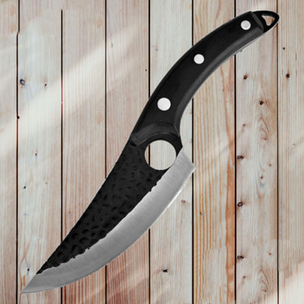 Hand-Forged Meat Cleaver & Boning Knife – High Carbon Steel Butcher Knife – Curved Skinning Knife for Hunting & Kitchen