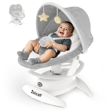 Smart Electric Baby Swing with Motion Detection – 5 Adjustable Speeds & 12 Lullabies – Automatic Infant Rocker with Remote Control
