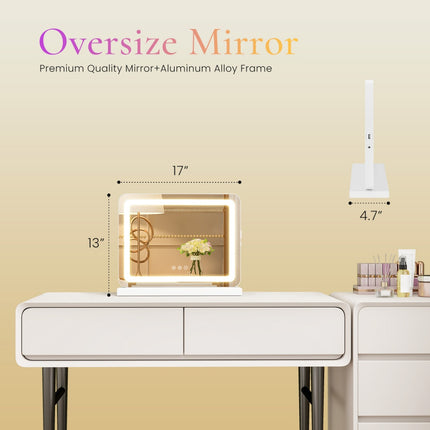 Ultra-Slim LED Vanity Mirror – Square Desktop Makeup Mirror with 3-Color Modes