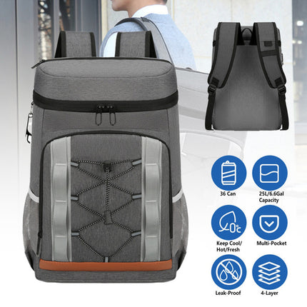Leakproof Cooler Backpack – 36-Can Large Capacity Insulated Backpack – 25L Waterproof Soft Cooler Bag for Hiking, Camping, Beach & Picnic