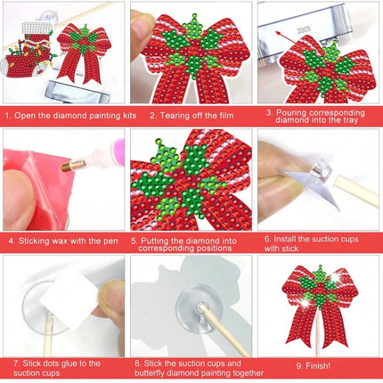 12 Sets Christmas Diamond Art Garden Stakes – DIY 5D Diamond Painting Kits – Santa, Snowman & Reindeer Outdoor Ornaments – Holiday Yard & Flower Pot Decor
