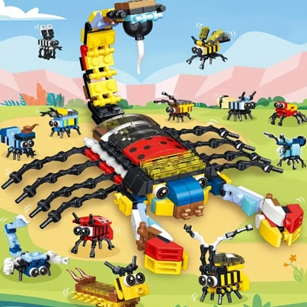 912-Piece Animal & Insect Mini Building Block Set – 24-in-1 Creative DIY Kits – Educational STEM Toy for Kids, Boys & Girls – Realistic Nature Models