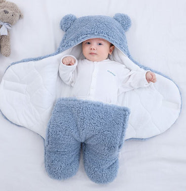 Anti-Shock Baby Swaddle Blanket – Thickened Winter Sleeping Bag – Soft Fleece Newborn Wrap for Better Sleep & Security