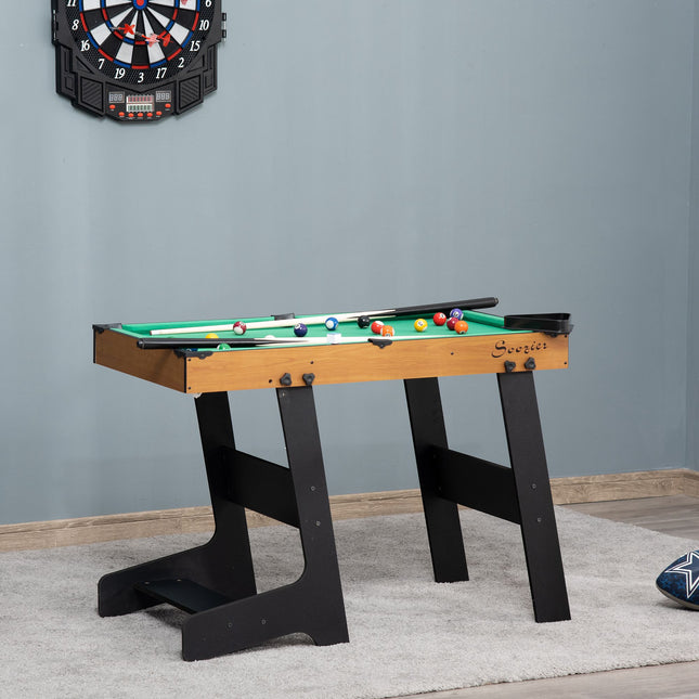 55" Portable Folding Billiard Table – Full Set with Cues, Balls & Rack – Space-Saving Pool Table for Home, Office & Game Room