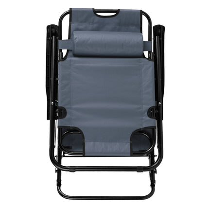 Portable Dual-Purpose Reclining Chair – 2-in-1 Folding Camping Chair with Extendable Footrest – Adjustable Lounge Chair for Outdoor & Patio – Gray