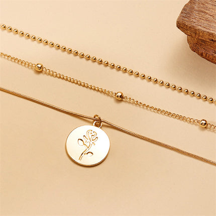 Women's Gold-Tone Multi-Layer Necklace with Circle Details