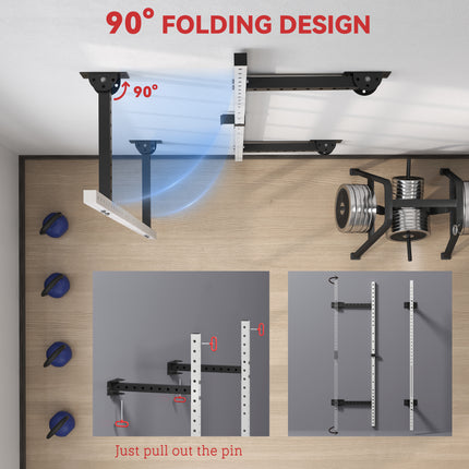 Wall-Mounted Folding Squat Rack with Pull-Up Bar – Heavy-Duty Space-Saving Power Rack for Home Gym & CrossFit