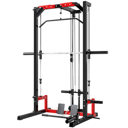 All-in-One Smith Machine Power Rack – Functional Trainer with Lat Pull-Down, Landmine & Pull-Up Bar – Complete Home Gym Station