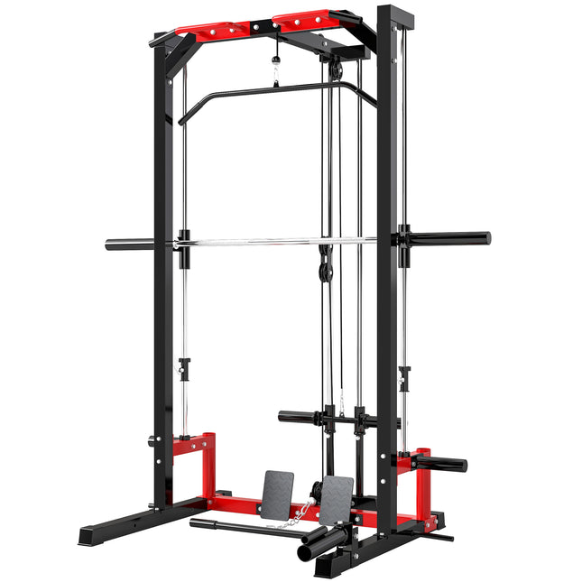 All-in-One Smith Machine Power Rack – Functional Trainer with Lat Pull-Down, Landmine & Pull-Up Bar – Complete Home Gym Station
