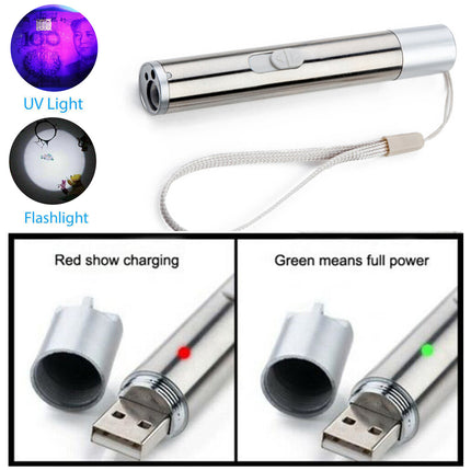 3-in-1 Rechargeable Cat Laser Toy – Red Laser Pointer, White LED Flashlight & UV Light – Interactive Exercise Toy for Cats and Dogs – No Battery Needed
