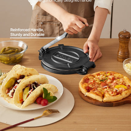 10-Inch Heavy Duty Cast Iron Tortilla Press – Professional Dough Maker for Tortillas, Chapatis, Rotis & Tacos – Pre-Seasoned