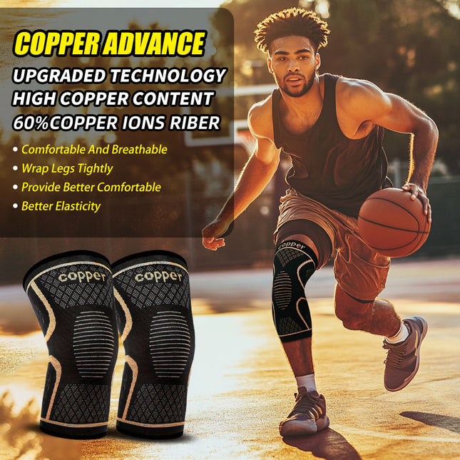 Copper Knee Compression Sleeves (1 Pair) – Ultimate Support for Joint Pain Relief, Recovery & Sports Performance – Men & Women