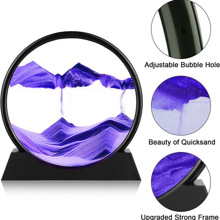 3D Moving Sand Art Picture – Dynamic Liquid Motion Sandscape – Round Glass Deep Sea Sand Display for Stress Relief & Home Decor