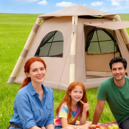 Luxury Inflatable Camping Tent – 2-4 Person Glamping Air Tent – Waterproof & Windproof Oxford Fabric Hut with Quick Inflation Technology