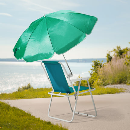Lightweight Folding Beach Chair with Removable Sun Umbrella – 265lbs Capacity – Portable Camping Chair for Picnic, Concerts & Outdoor Activities