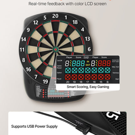 13.5" Electronic Dart Board Set – 43 Games & 200+ Variations – Digital Target with Color LCD Scoring – Includes 6 Darts & 50 Spare Tips