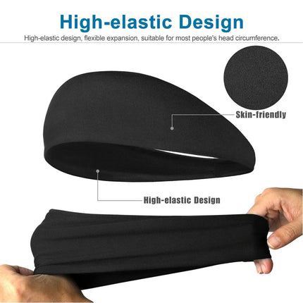 3-Pack Sports Sweatband Headbands – Moisture Wicking Workout Head Bands for Men & Women – Non-Slip Elastic Hair Band for Running, Yoga & Gym