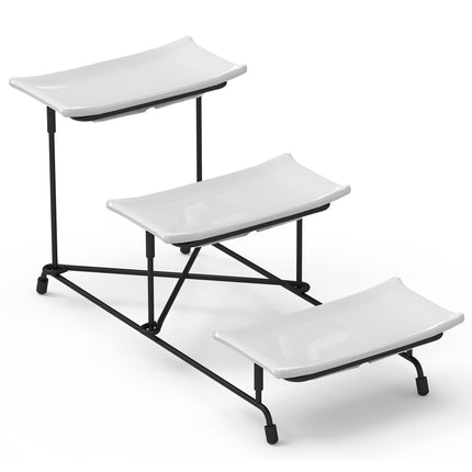 3-Tier Rectangular Serving Tray – Tiered Dessert Display Stand with Metal Rack – Serving Platters for Parties & Holidays