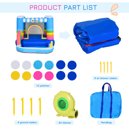 Inflatable Bounce House for Kids – 2-in-1 Jumping Castle with Ball Pit Pool – Indoor & Outdoor Party Bouncer with Heavy-Duty Air Blower & Carry Bag