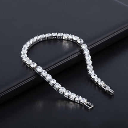 Luxury Sparkling Zircon Bracelet – Unisex Tennis Style Wristband – Detachable Extender Chain for Perfect Fit – Elegant Gift for Daily Wear & Holidays