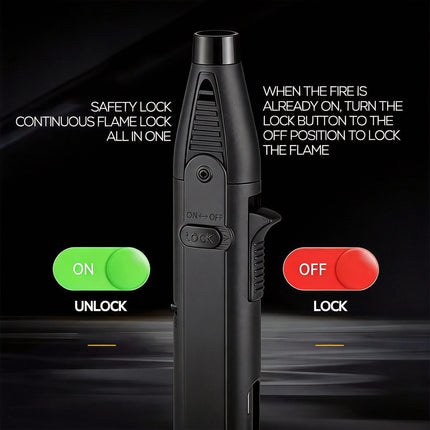 Windproof Blue Flame Torch Lighter – Adjustable Jet Flame with Safety Lock for Camping, Grill & Candles