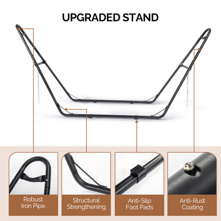 Gray Padded Hammock With Adjustable Freestanding Stand