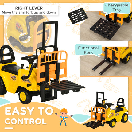 Kids' Ride-On Forklift Toy with Working Lift and Under-Seat Storage