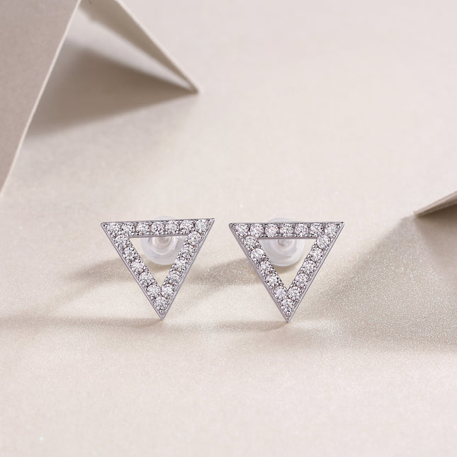 Unique Moissanite Stud Earrings – S925 Sterling Silver with Platinum Plating – Brilliant Lab Diamond Sparkle – Minimalist Fine Jewelry for Women
