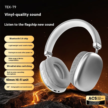 T9 Wireless Bluetooth Headphones – Hi-Fi Stereo Over-Ear Headset – Deep Bass & Noise Isolation with Built-in Mic – Soft Cushion Comfort for Gaming, Music & Travel