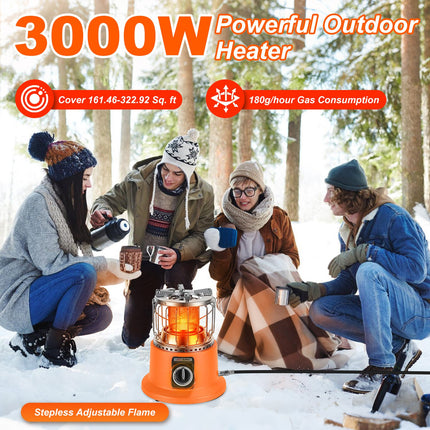 3000W Portable 2-in-1 Propane Heater & Stove – Outdoor Gas Heater with Pot Stand – For Ice Fishing, Winter Camping & Emergency Use