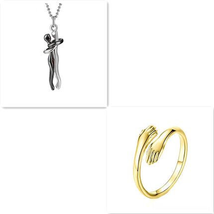 Romantic "Love Hug" Pendant Necklace – Symbolic Couple Jewelry for Lovers – Meaningful Anniversary & Valentine’s Day Gift for Him & Her