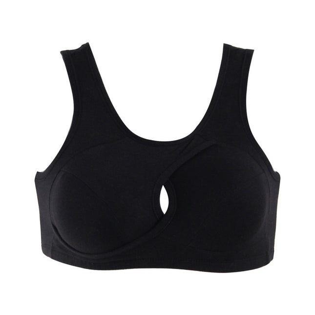 Women's Wireless Cotton Sports Bra – Breathable Seamless Gathered Vest for Low-Impact Workouts & Daily Wear