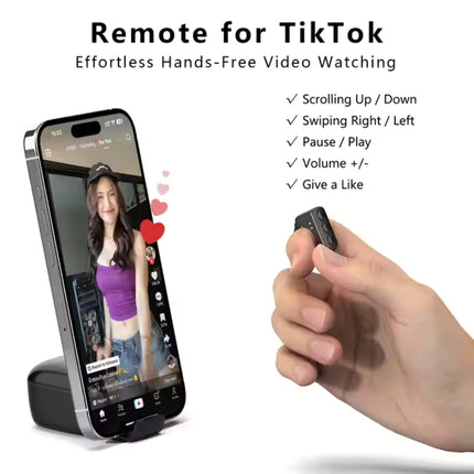 Bluetooth Remote Control Ring for TikTok & Reels – Wireless Page Turner for Kindle & E-Books – Smartphone Camera Remote Shutter for Selfies – Portable Finger Remote