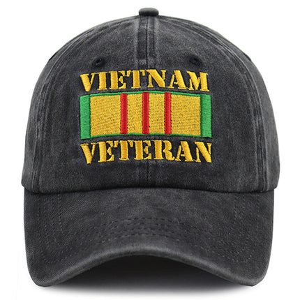 Vietnam Veteran Embroidered Cotton Baseball Cap – Adjustable Patriotic Military Hat for Men, Dad & Grandpa