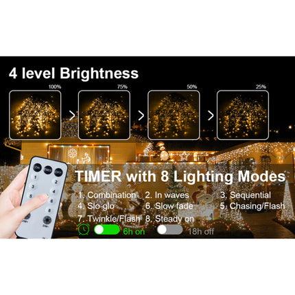 32-Meter Professional Icicle Lights – 1000 LED Warm White Fairy Lights – Extra Long Waterfall Lights for Roof, Eave & Outdoor Holiday Decor