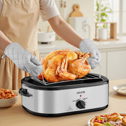 20 Quart Electric Roaster Oven with Self-Basting Lid – Large Capacity Roasting Pan for Turkey, Beef & Roasts