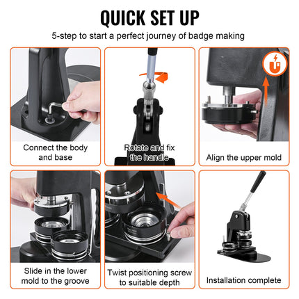 2-in-1 Button Maker Machine Kit – Dual Size Badge Press with 500 Pieces for DIY Crafts, Custom Pins and Creative Projects