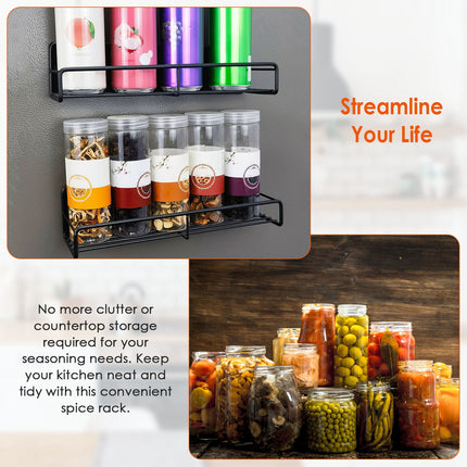 No-Drill Magnetic Spice Holder Set (4 Pack) – Rust-Proof Metal Storage Shelf for Fridge, Microwave & Oven