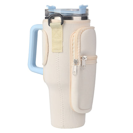 Neoprene Water Bottle Sleeve with Adjustable Shoulder Strap – Insulated Protective Cover for Vacuum Flasks & Tumblers – Portable Bottle Holder for Hiking & Sports