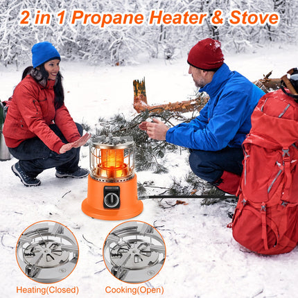 3000W Portable 2-in-1 Propane Heater & Stove – Outdoor Gas Heater with Pot Stand – For Ice Fishing, Winter Camping & Emergency Use