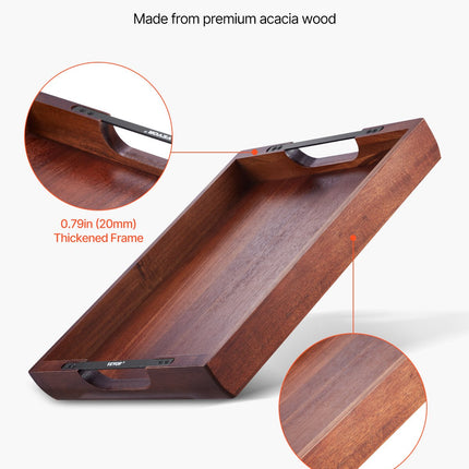 17" Acacia Wood Breakfast Tray – Large Serving Tray with Handles for Bed, Sofa & Coffee Table