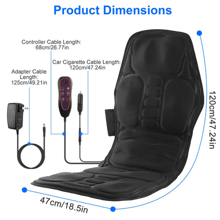Full Body Massage Chair Pad with Heat – 10 Vibrating Motors for Back, Neck & Thighs – Portable Massage Seat Cushion for Home, Office & Car