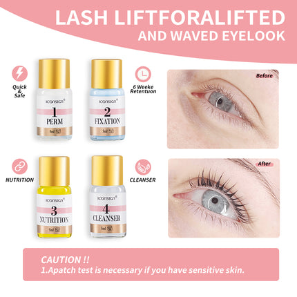Iconsign Lash Lift & Black Tint Kit – Professional Eyelash Perm & Eyebrow Dye Set – Home DIY Brow Lamination & Lash Enhancing Tools
