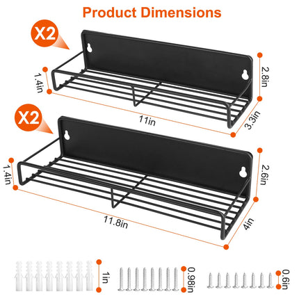 No-Drill Magnetic Spice Holder Set (4 Pack) – Rust-Proof Metal Storage Shelf for Fridge, Microwave & Oven