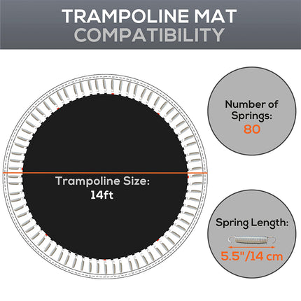 Universal Trampoline Replacement Jumping Mat – UV Resistant & Weatherproof – Heavy-Duty Bounce Mat with V-Rings for Round Trampolines