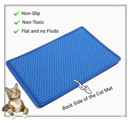 Paw-Shaped Cat Litter Trapping Mat – Non-Slip Waterproof Kitty Litter Mat – Soft PVC Mesh Scatter Control Pad for Indoor Cats