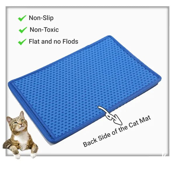 Paw-Shaped Cat Litter Trapping Mat – Non-Slip Waterproof Kitty Litter Mat – Soft PVC Mesh Scatter Control Pad for Indoor Cats
